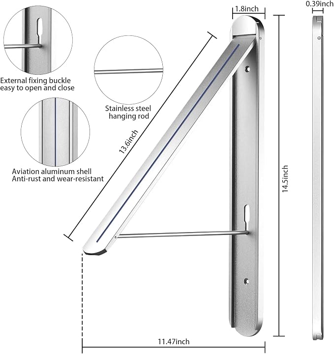 Clothes Drying Rack Folding Indoor And Outdoor Universal, Wall Mounted Folding - Image 3
