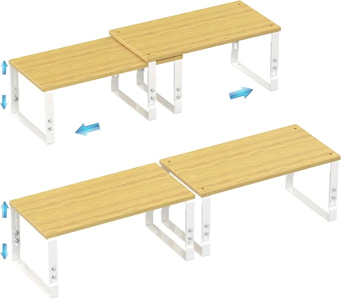 Expandable Kitchen Cabinet Organizer Shelves – Stackable Adjustable Metal and by Unknown