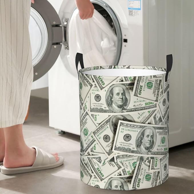 Funny Hundred Dollars Money Bills Laundry Hamper Bag - Image 6