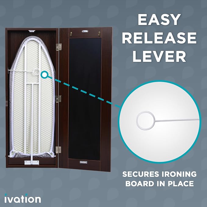 Ivation Wall-Mounted Ironing Board Cabinet, Foldable Ironing Storage Station - Image 5