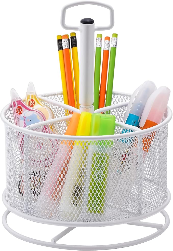Marbrasse Mesh Desk Organizer, 360-Degree Rotating Multi-Functional Pen Holder by Marbrasse