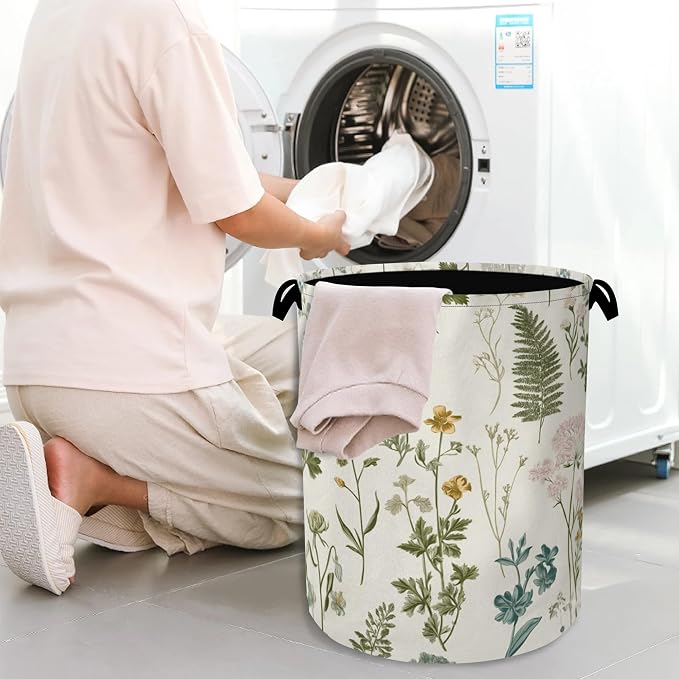 Wildflowers Herb Laundry Basket, Plants Botanical Oxford Cloth Laundry Hamper - Image 7