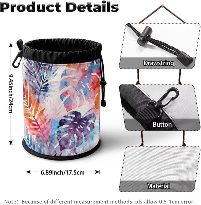 Tropical Leaf Clothespin Bag Holder Outside, Hanging Clothes Pin Bag - Image 7