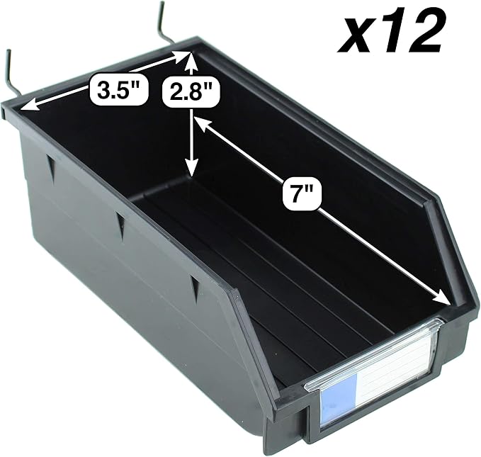 Pegboard Bins – 12 Pack Black Extra Large - Image 2