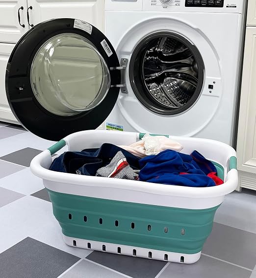 SAMMART 41L Collapsible 3 Handled Plastic Laundry Basket - Image 2