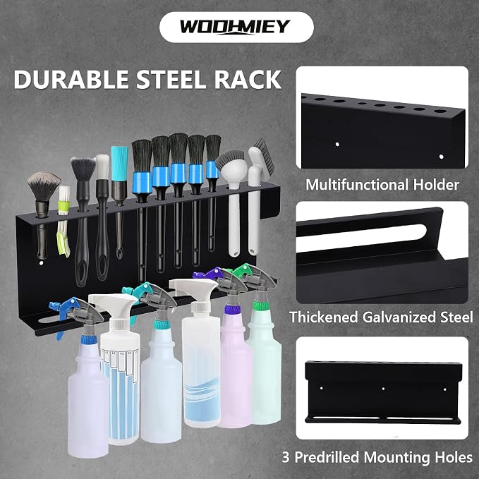 Wall Mounted Spray Bottle Holder and Detailing Brush Rack, Car Detailing - Image 3