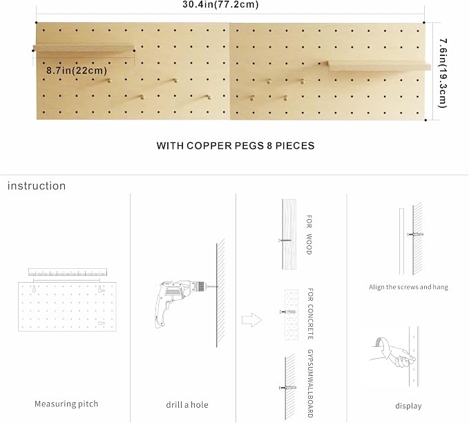 Pegboard Wall Organizer, 2 Pack Large Peg Board - Image 7