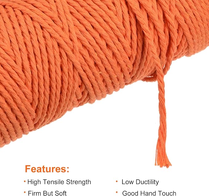 MECCANIXITY 4 Pcs Cotton Rope 4 Strand Twisted Braided Rope Cord, Plant Hanger - Image 3
