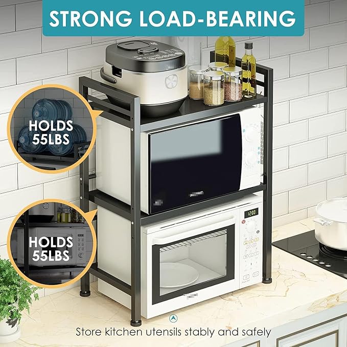 DOLALIKE Microwave Oven Rack, Expandable Microwave Stand Countertop Kitchen - Image 4