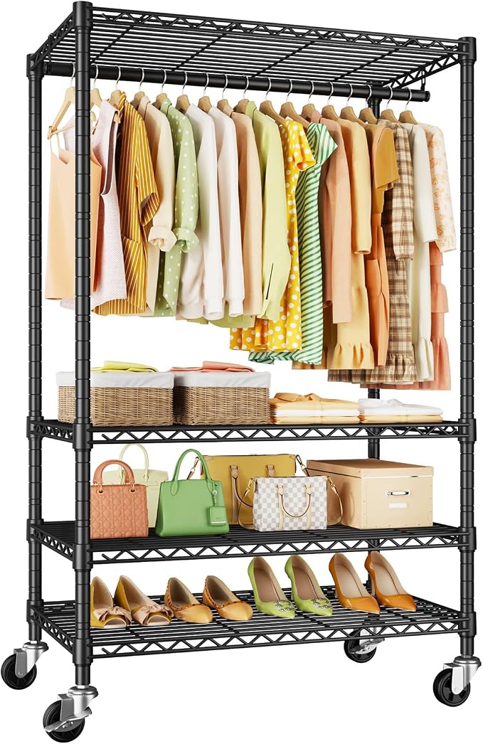 P9 Rolling Clothes Rack Heavy Duty, Clothing Racks by UlifHome