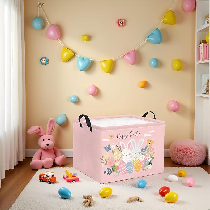Rectangular Easter Basket for Home Kitchen Baby Girls Basket Cute Storage Bin - Image 3