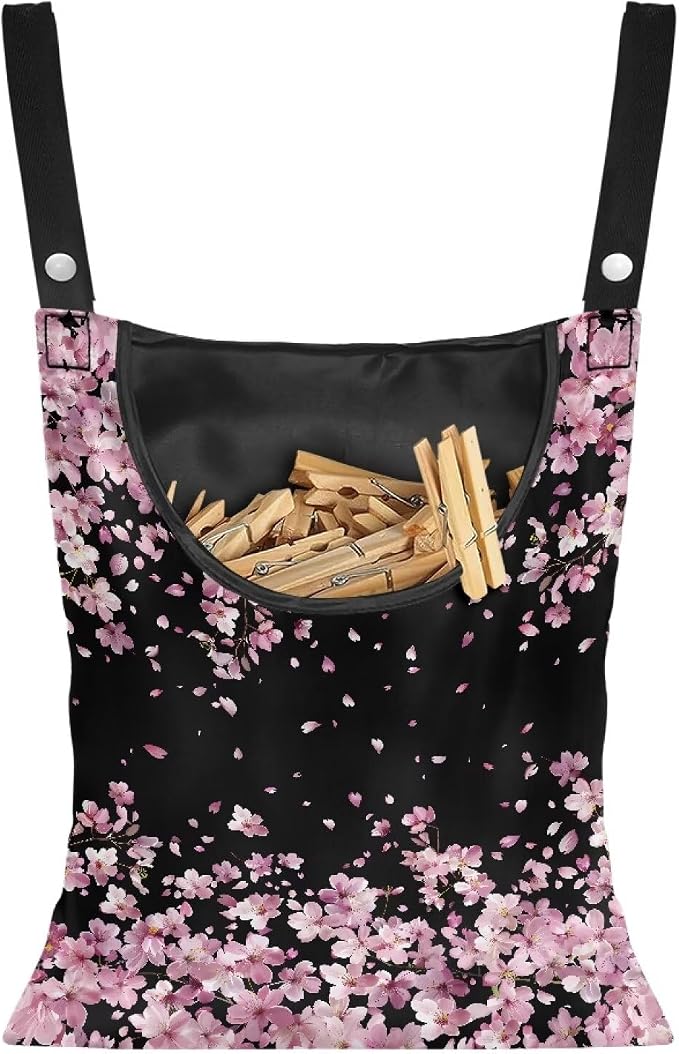 Cherry Blossom Clothesline Peg Organizer Storage Bags Dust-Proof Clothes Pin by Psesaysky