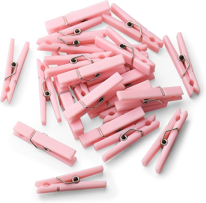 50 Pink Clothes Pins for Baby Shower Game, 1.4'' Premium Plastic Mini - Image 7