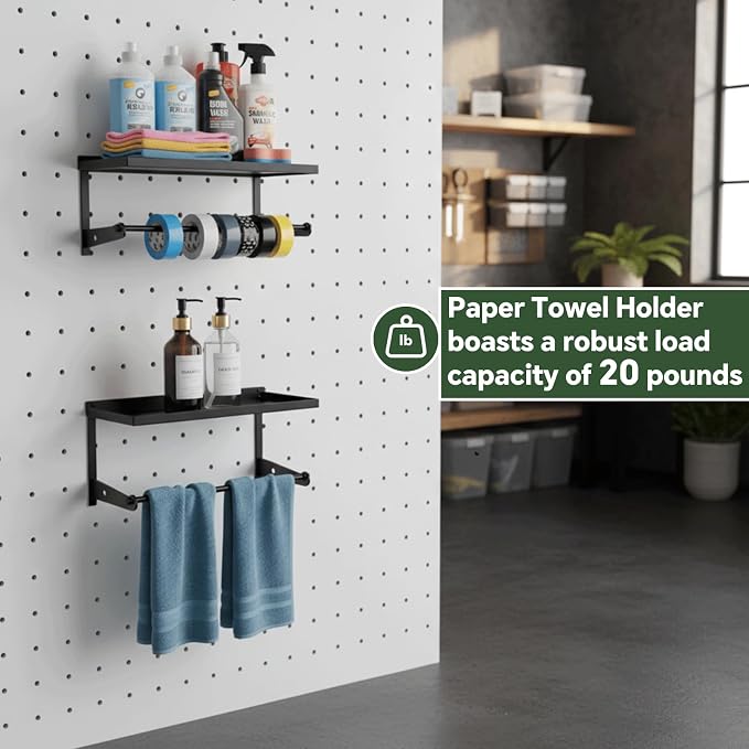 2 Pack Paper Towel Holder for Pegboard, Pegboard Paper Towel Holder - Image 4