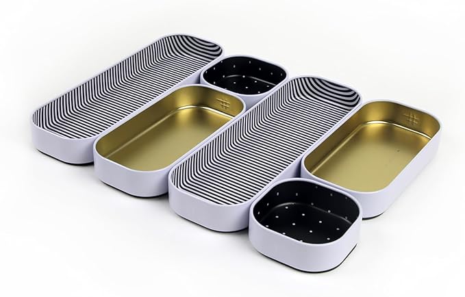 Three by Three Seattle 6 Piece Shallow Metal Organizer Tray Set by ThreebyThreeSeattle