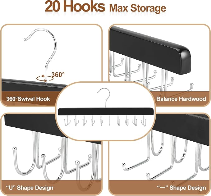 TOPIA HANGER 20 Hooks 2 in 1 Belt Tie Hanger - Image 7