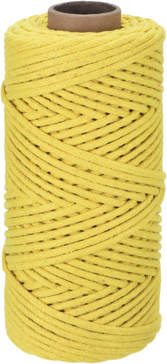 Rebower Macrame Cord 4mm x 109 Yard, Natural Cotton Macrame Rope Twisted by Rebower