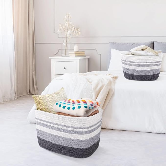 WISELIFE Storage Basket 3 Pack, Cotton Rope and Woven Baskets - Image 7