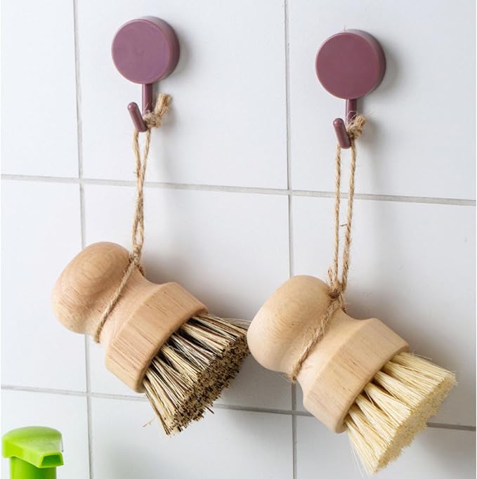Fabater Palm Pot Brush, 3 Pack Bamboo Dish Brush, Natural Scrub Brushes Set - Image 2