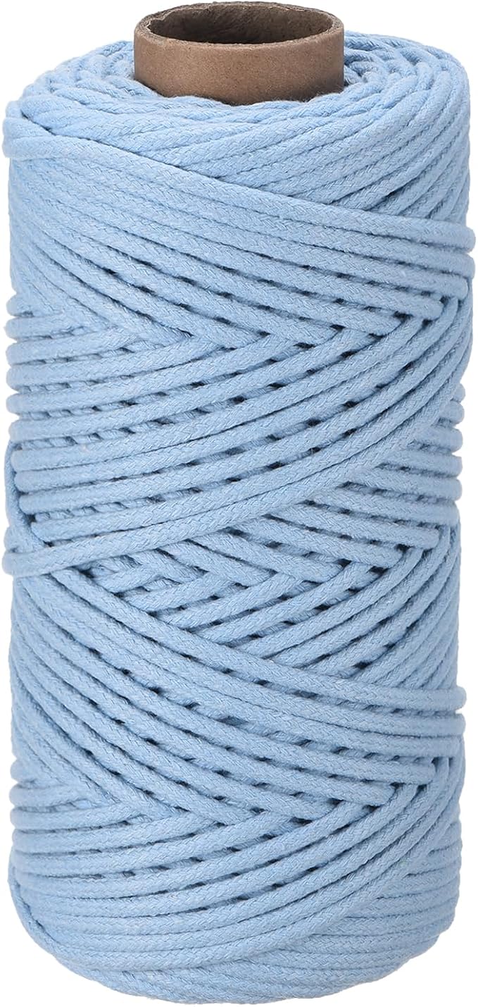 Rebower Macrame Cord 4mm x 109 Yard, Natural Cotton Macrame Rope Twisted by Rebower