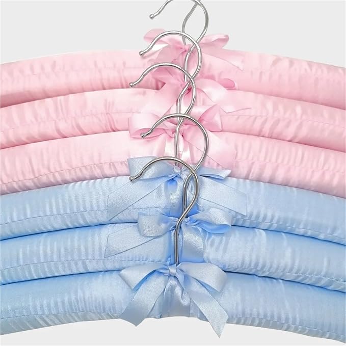 Hanger 5PCS Coat Satin Padded Clothes Silk Wrapped Display Sponge Hangers - Image 3