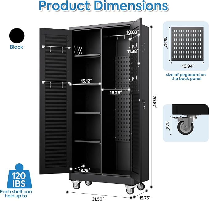 Metal Broom Closet Storage Cabinet - Image 3