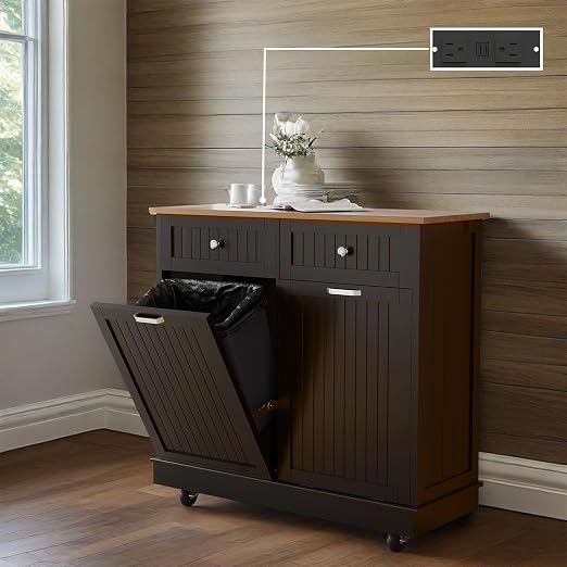 20 Gallon Double Wooden Kitchen Trash Can Cabinet by CayugaCrekrd