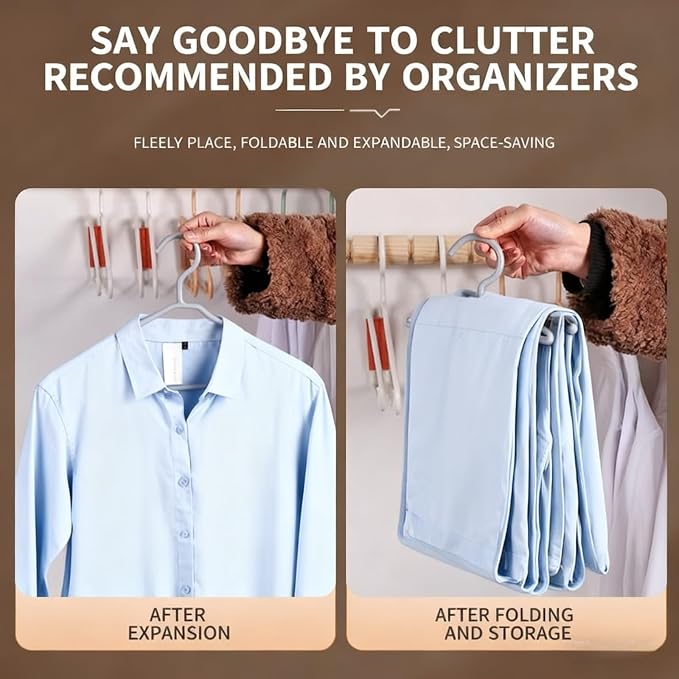 12pcs Folding Hangers, Foldable Clothes Hanger, Portable Plastic FoldableTravel - Image 6