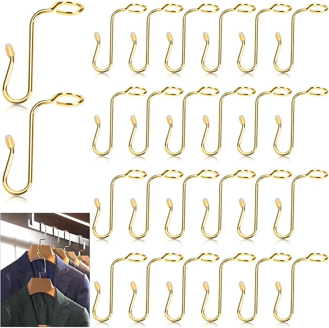 50 Pieces Hanger Connector Hooks Metal Hanger Extender Hooks Stable Clothes by Sankoly