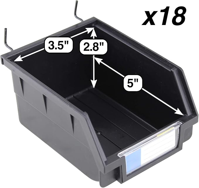 Pegboard Bins – 18 Pack Black Large - Image 2