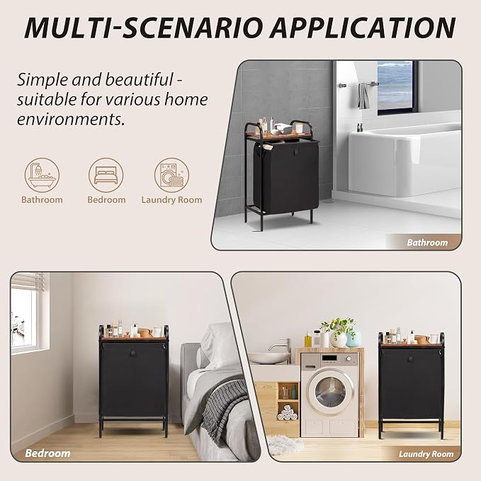 Laundry Hamper with Removable Bags & Built-In Shelf - Image 8