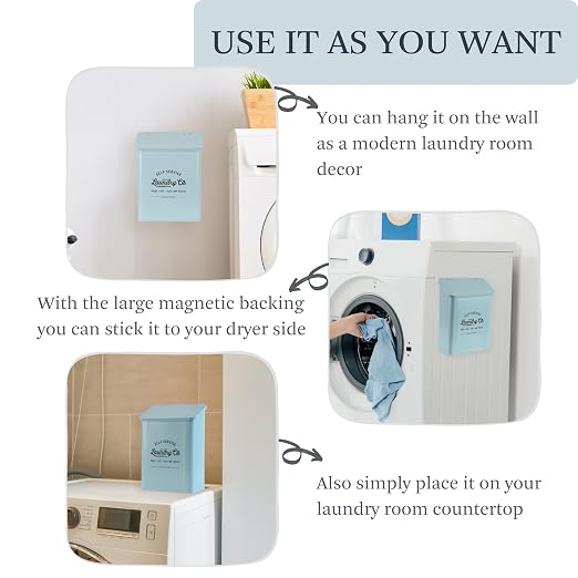 Magnetic Lint Bin for Laundry Room, Metal Trash Can - Image 3