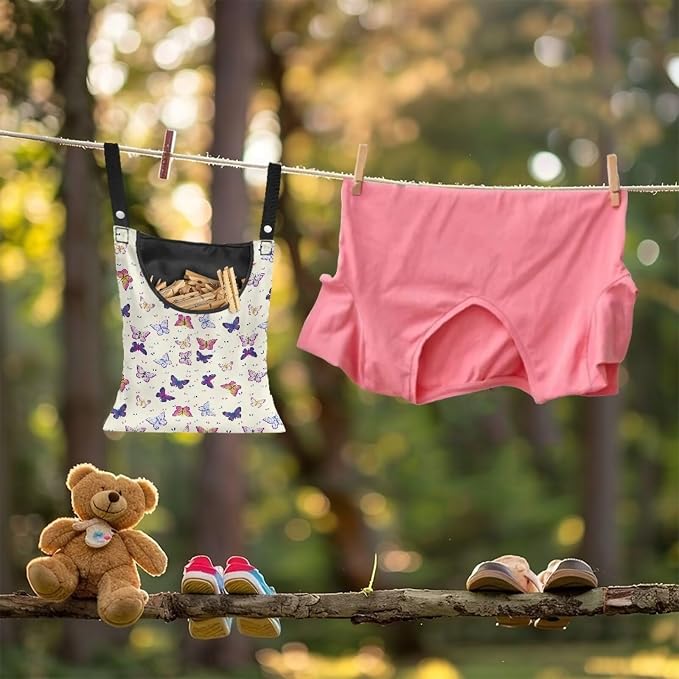 Cartoon Butterfly Clothespin Bag Hanging Storage Organizer - Image 4