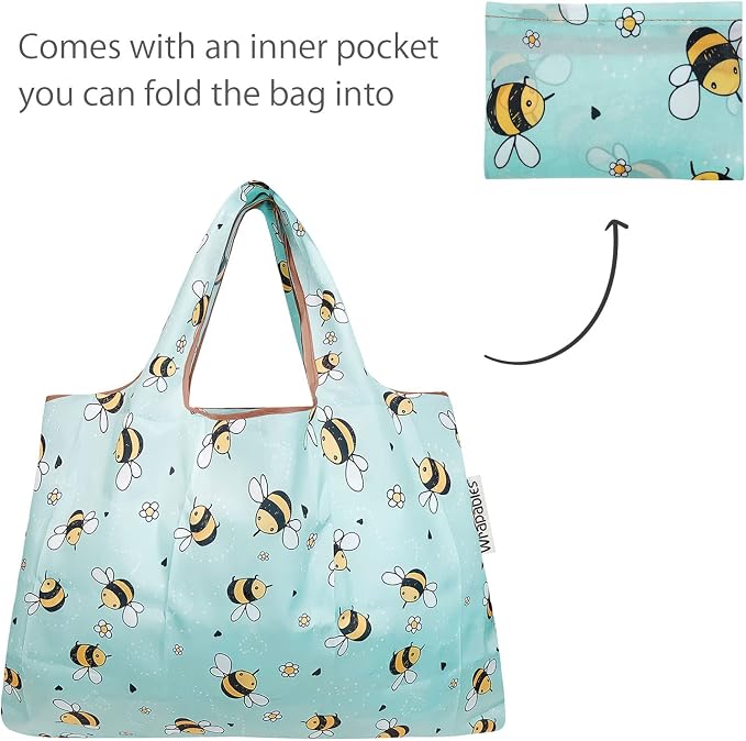 allydrew Large Foldable Tote Nylon Reusable Grocery Bag - Image 6