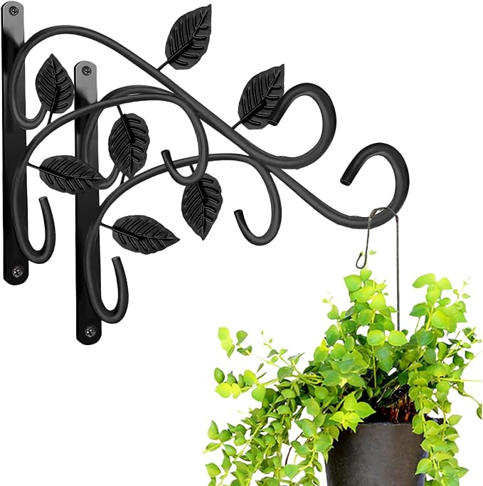 Hanging Plant Bracket, Rust-Resistant Decorative Metal Plant Hanger by Weogot