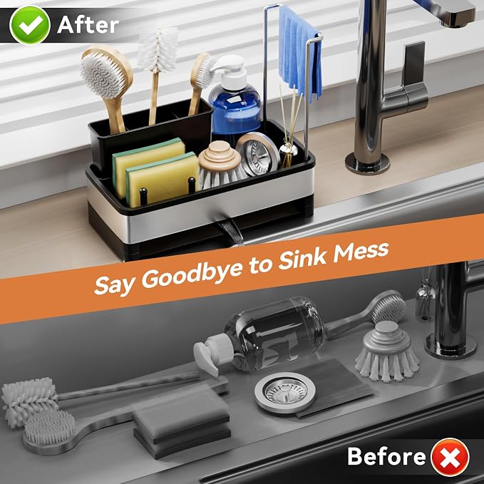 Sponge Holder for Kitchen Sink, Rustproof Stainless Steel Sink Caddy - Image 5