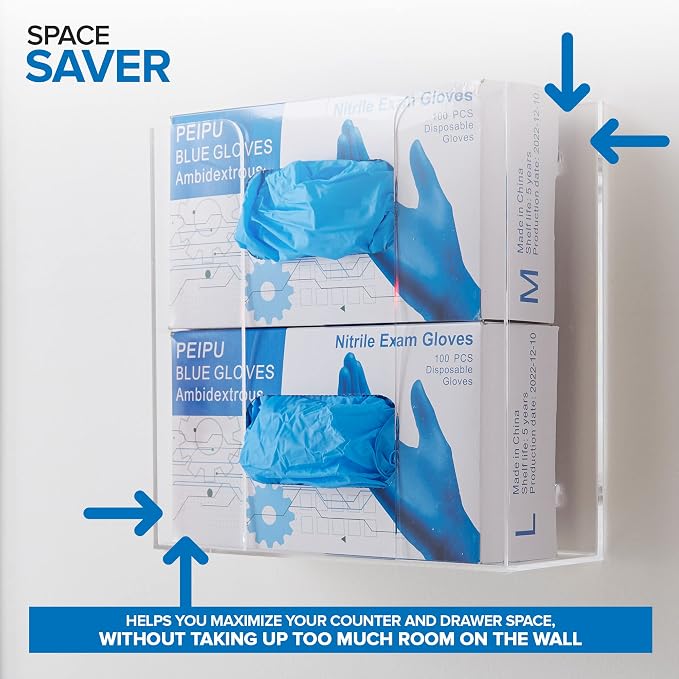 Stock Your Home Double Acrylic Gloves Dispenser, Tissue Box Shelf, Glove Holder - Image 5
