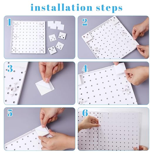 Nuanchu 8 Pack No Drill Pegboard Panels, 10x10 Inch White ABS Plastic Pegboard - Image 7