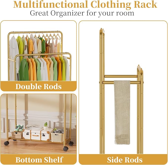 Simple Trending Clothing Clothes Rack Double Rods - Image 3