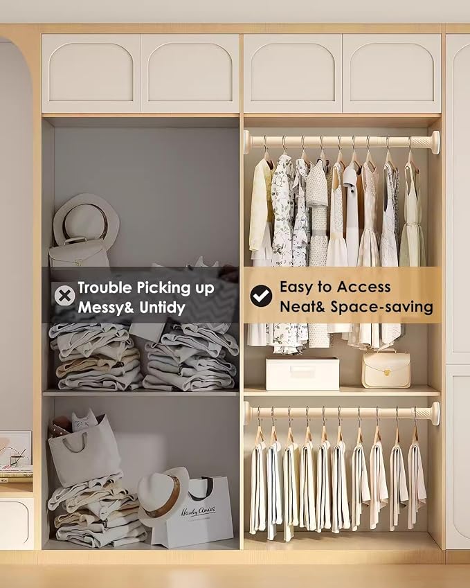 Closet Rod Stainless Steel Clothes Hanging Bar Rail - Image 2