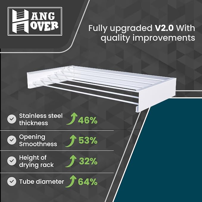 TCO ADVENTURES Wall Mounted Foldable Drying Rack 27.5" Elegant Matte Invisible - Image 5