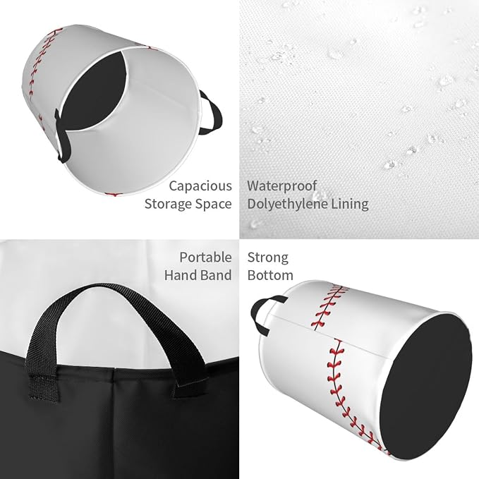 Baseball Texture Laundry Hamper Bag - Image 3