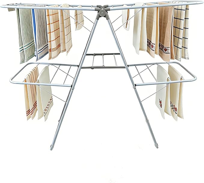 Clothes Drying Rack, Foldable 2-Level Laundry Racks by Unknown
