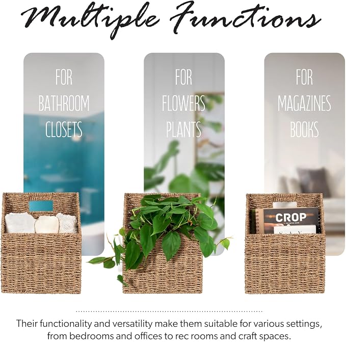Wicker Hanging Storage Basket, Water Hyacinth Baskets, Wall Decor Hyacinth - Image 4