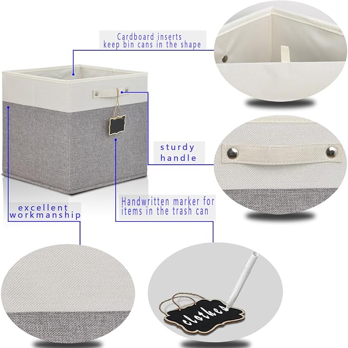 13x13x13 Storage Cube Bins 4 Pack, Collapsible Fabric Storage Cubes - Image 2