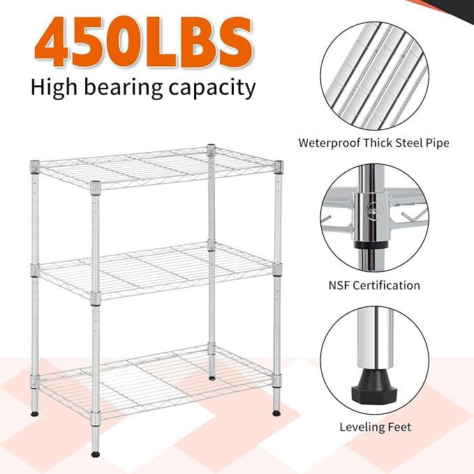 3-Tier Metal Wire Shelving Unit - Image 5