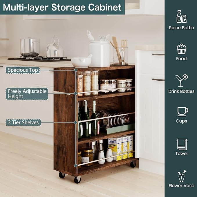 ALBAD Slim Rolling Cart, 4-Tier Storage Cart - Image 4