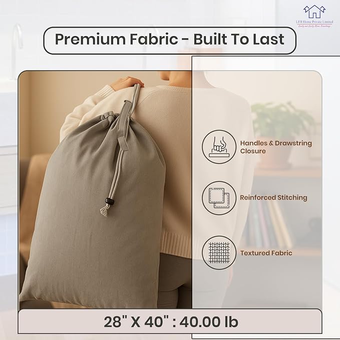 LFH Home Cotton Canvas Extra Large Laundry Bag - Image 4