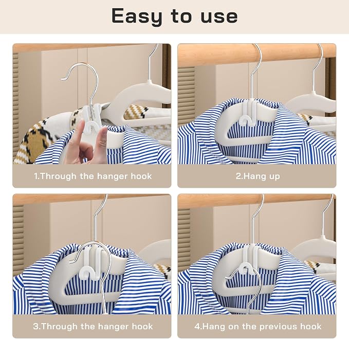 Tinfol Clothes Hanger Connector Hooks, Heavy Duty Clothes Hanger Extender Clips - Image 3