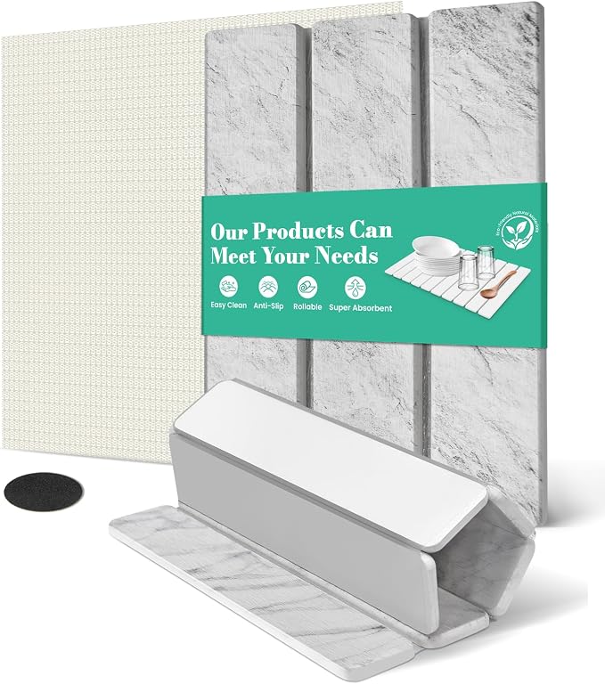 Stone Dish Drying Mat Collapsible Diatomaceous Earth Absorbent Mat Quick Dish by SHUSHIYAJU